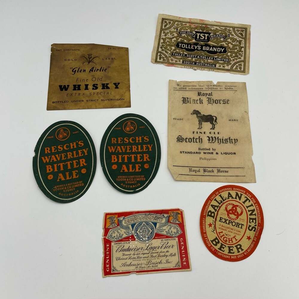Vintage Collectible Bottle Labels Liquor Whisky Beer